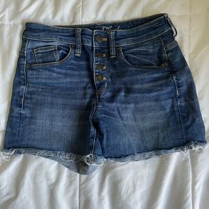 High Rise Midi Jean Shorts